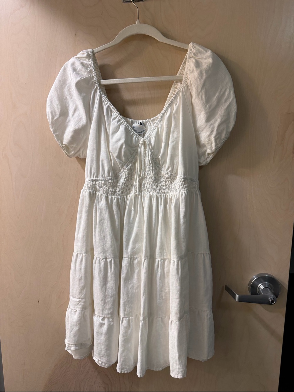 ARULA Cream Puff-Sleeve Mini Dress - Cream